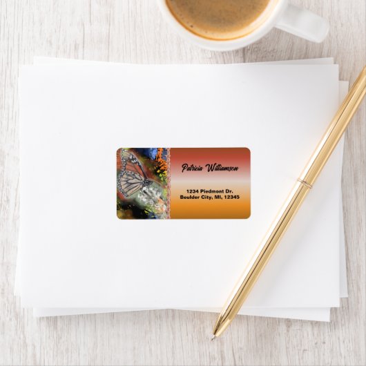 Verjaardag vlinder adres etiket (Insitu)