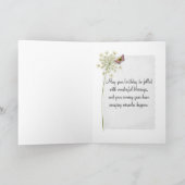 Verjaardag vlinder op bladerbloem kaart (Binnen)