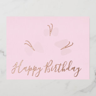 Verjaardag Vlinders Roze Folie Vakantie Feestdagen Briefkaart