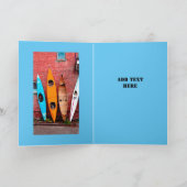 Verjaardag voeg je eigen tekst kajaks fotografie kaart (Binnen)