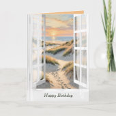 Verjaardag Voetafdrukken In Strand Zandraam Kaart (Voorkant)