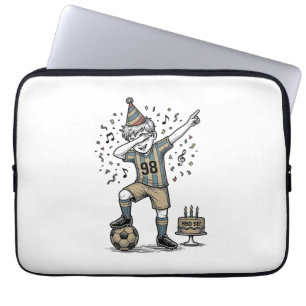 Verjaardag Voetbal Jongen Dab Vintage Gravure Shir Laptop Sleeve