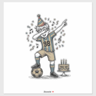 Verjaardag Voetbal Jongen Dab Vintage Gravure Shir Sticker