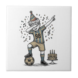 Verjaardag Voetbal Jongen Dab Vintage Gravure Shir Tegeltje