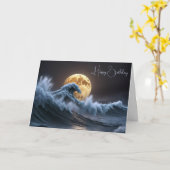 Verjaardag Volle Maan In Ocean Wave Kaart (Gele Bloem)