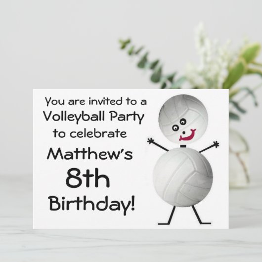 Verjaardag volleybal Party Uitnodiging (Staand voorkant)