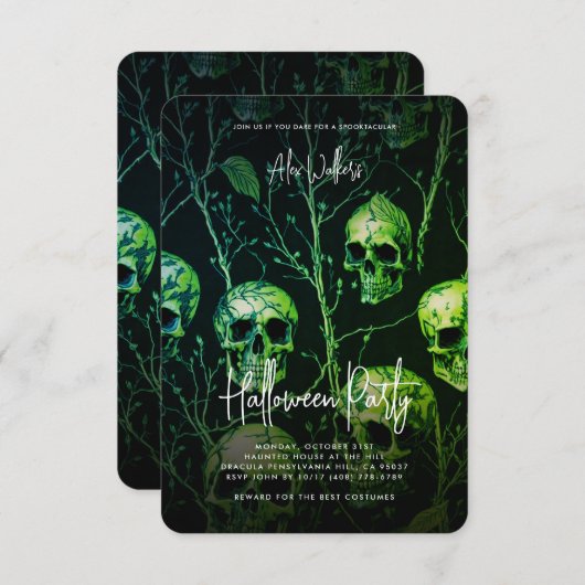 Verjaardag Volwassen Halloween Party Haunted Green Kaart (Voorkant / Achterkant)