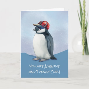 Verjaardag voor Boy Funny Penguin Met Baseball Hat Kaart