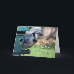 Verjaardag voor broeder Blue Jay op Bird Feeder Kaart<br><div class="desc">Een blauwe jay bij een vogelvoeder staat op deze verjaardagskaart voor een broer. Mooie kaart voor de vogelaar in je leven. Afbeelding en verscopyright © 2014,  Shoaff Ballanger Studios.</div>
