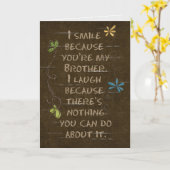 Verjaardag voor Brother humor-floral glitter Kaart (Gele Bloem)