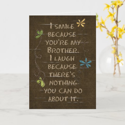 Verjaardag voor Brother humor-floral glitter Kaart (Gele Bloem)