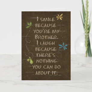 Verjaardag voor Brother humor-floral glitter Kaart