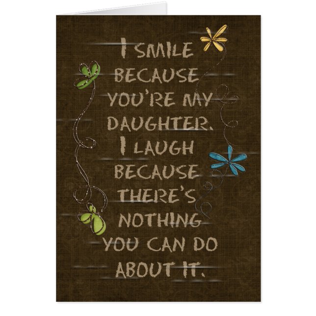 Verjaardag voor Dochter-bloemige glitter op bruin (Voorkant)