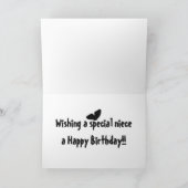 Verjaardag voor een nichtje, grote, zwarte vlinder kaart (Binnen)