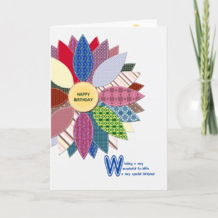 Verjaardag voor ex-vrouw, gestikte bloem kaart