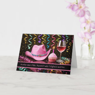 Verjaardag voor haar vrouw Schattige roze cowgirl Kaart