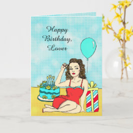 Verjaardag voor hem Sexy Pinup Retro Lady Kaart