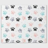 Verjaardag voor honden, hondenpootafdrukken patroo cadeaupapier (Vlak)