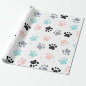 Verjaardag voor honden, hondenpootafdrukken patroo cadeaupapier (Uitgerold)