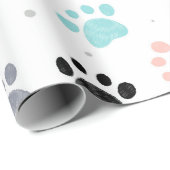 Verjaardag voor honden, hondenpootafdrukken patroo cadeaupapier (Rol Hoek)