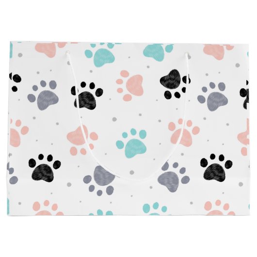 Verjaardag voor honden, hondenpootafdrukken patroo groot cadeauzakje (Achterkant)