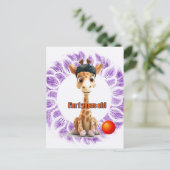 Verjaardag voor jongens Giraffe Briefkaart (Staand voorkant)