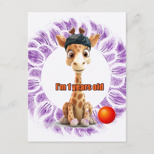 Verjaardag voor jongens Giraffe Briefkaart (Voorkant)