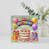 Verjaardag voor Kinderen - Kleurrijke Ballonnen Ta Kaart (Staand voorkant)