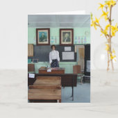 Verjaardag voor leraar, school met één lokaal kaart (Gele Bloem)