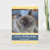 Verjaardag voor Nana, Siamese kat in wasmand Kaart (Voorkant)