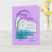 Verjaardag voor neefje, modern en chique kaart (Gele Bloem)