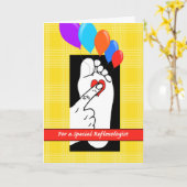 Verjaardag voor Reflexologist, Ballons op Tenen Kaart (Gele Bloem)