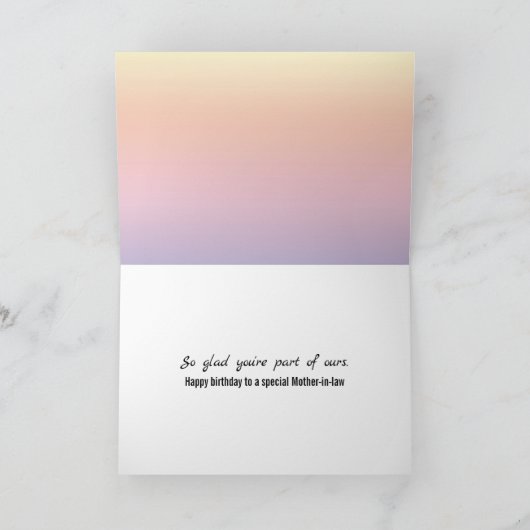 Verjaardag voor schoonmoeder met bloemengrens kaart (Binnen)