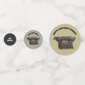 Verjaardag voor schrijver Black Typewriter Stars Confetti (Voorkanten)
