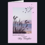 Verjaardag voor Step Daughter, seaside scene<br><div class="desc">Een mooie verjaardagskaart voor een stiefdochter. Een scène aan zee met silhouet gras en meeuwen. Een heerlijk rustig tafereel om herinneringen aan feestdagen aan zee te promoten. Een mooi vers binnenin completeert deze verjaardagskaart om tegen je vrouw 'gelukkige verjaardag' te zeggen.</div>