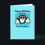 Verjaardag voor tweelingbroer - Little Angel Pengu Kaart<br><div class="desc">Onze schattige kleine pinguïn vriend is schattig in zijn engelenkostuum op een hartenpatroon. Perfecte verjaardagsverrassing voor je kleine engel tweelingbroer die van pinguïns houdt. Een originele illustratie door Bethany J. Mitchell ©2013 Darcy Place Studio</div>