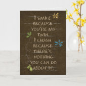 Verjaardag voor Twin humor-floral glitter Kaart (Gele Bloem)