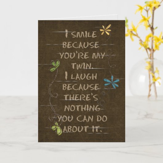 Verjaardag voor Twin humor-floral glitter Kaart (Gele Bloem)