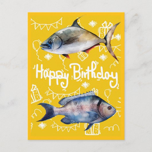 Verjaardag voor visliefhebbers briefkaart (Voorkant)