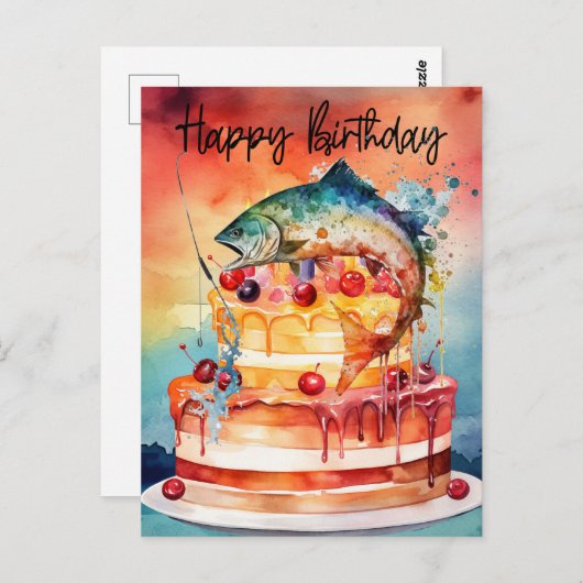 Verjaardag voor visliefhebbers  briefkaart (Voorkant / Achterkant)