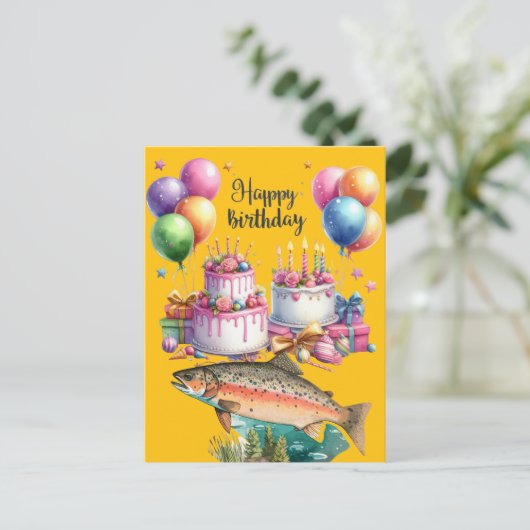 Verjaardag voor visliefhebbers  briefkaart (Staand voorkant)