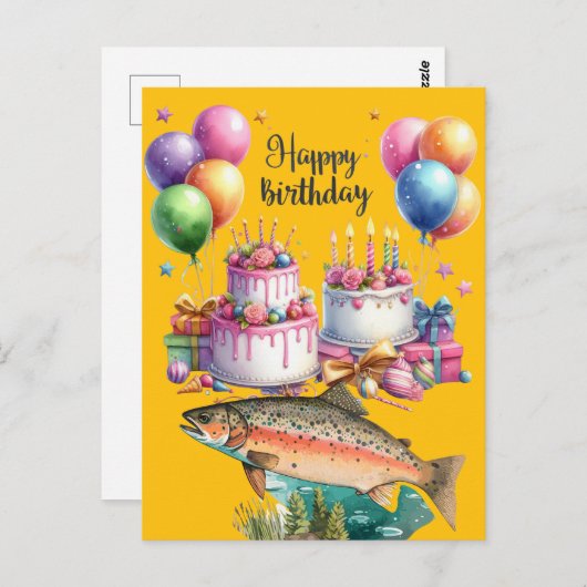 Verjaardag voor visliefhebbers  briefkaart (Voorkant / Achterkant)