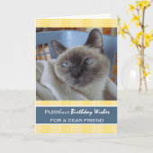 Verjaardag voor vriend, kat in wasmand kaart (Gele Bloem)