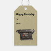 Verjaardag voor Writer Manual  Typewriter Tan Cadeaulabel (Voorkant)