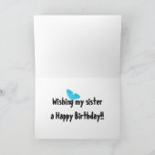 Verjaardag voor zus, grote, lichtblauwe vlinder. kaart (Binnen)