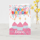 Verjaardag voor zuster Voeg een naam toe met roze  Kaart (Gele Bloem)