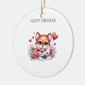 Verjaardag vos piloot keramisch ornament (Links)