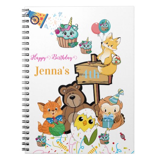 Verjaardag Vos Teddybeer Kuiken Notitieboek (Voorkant)