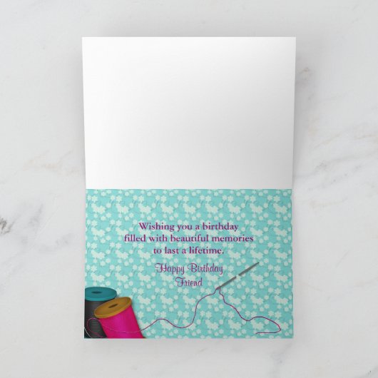 VERJAARDAG - VRIEND - BORDUURWERK/NAAIEN/QUILTEN KAART (Binnen)