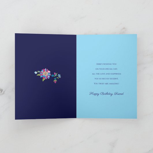 Verjaardag, Vriend, Heldere Vette & Kleurrijke Blo Kaart (Binnen)